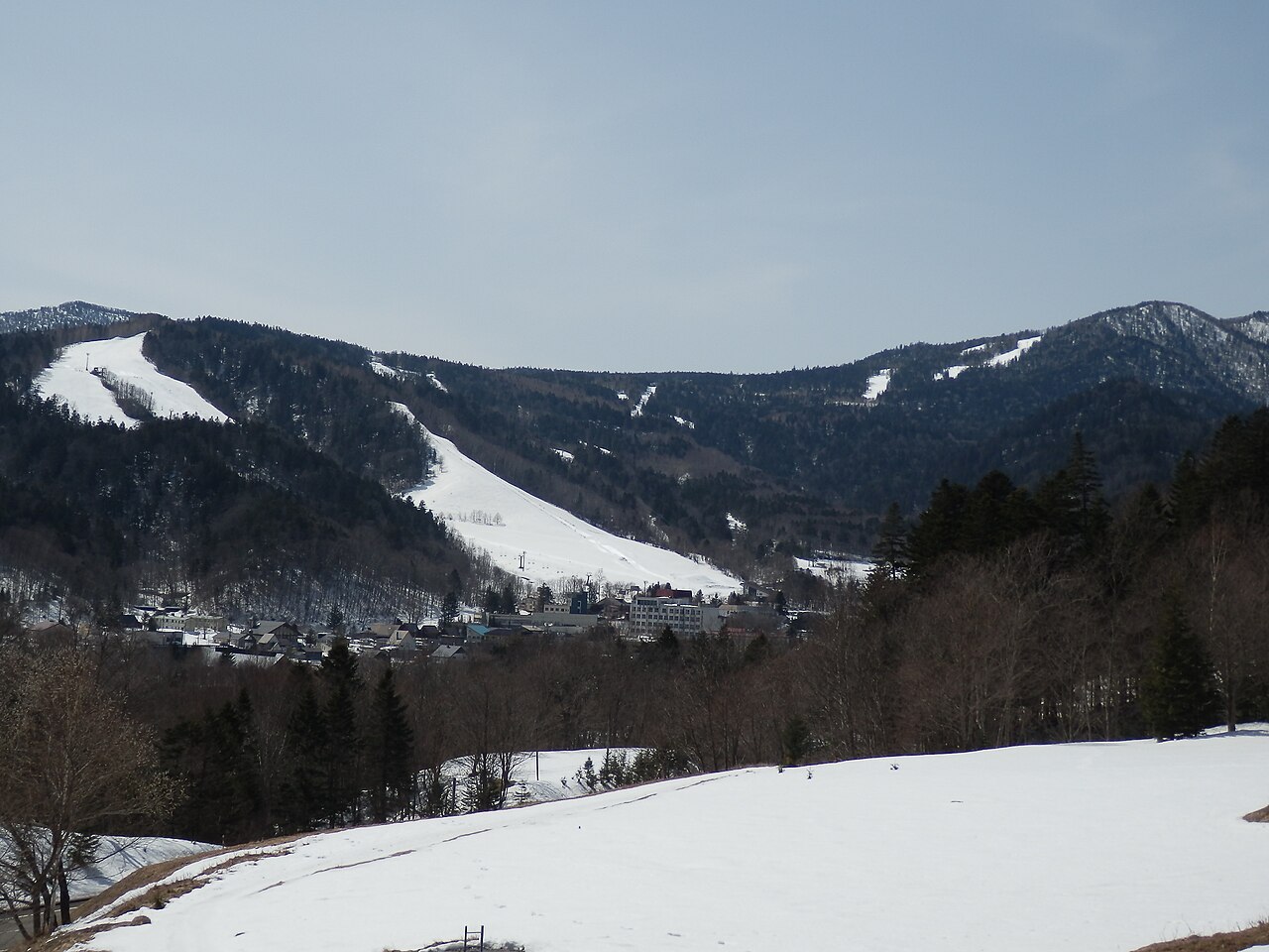 ぬかびら源泉郷スキー場の雪の山とゲレンデ