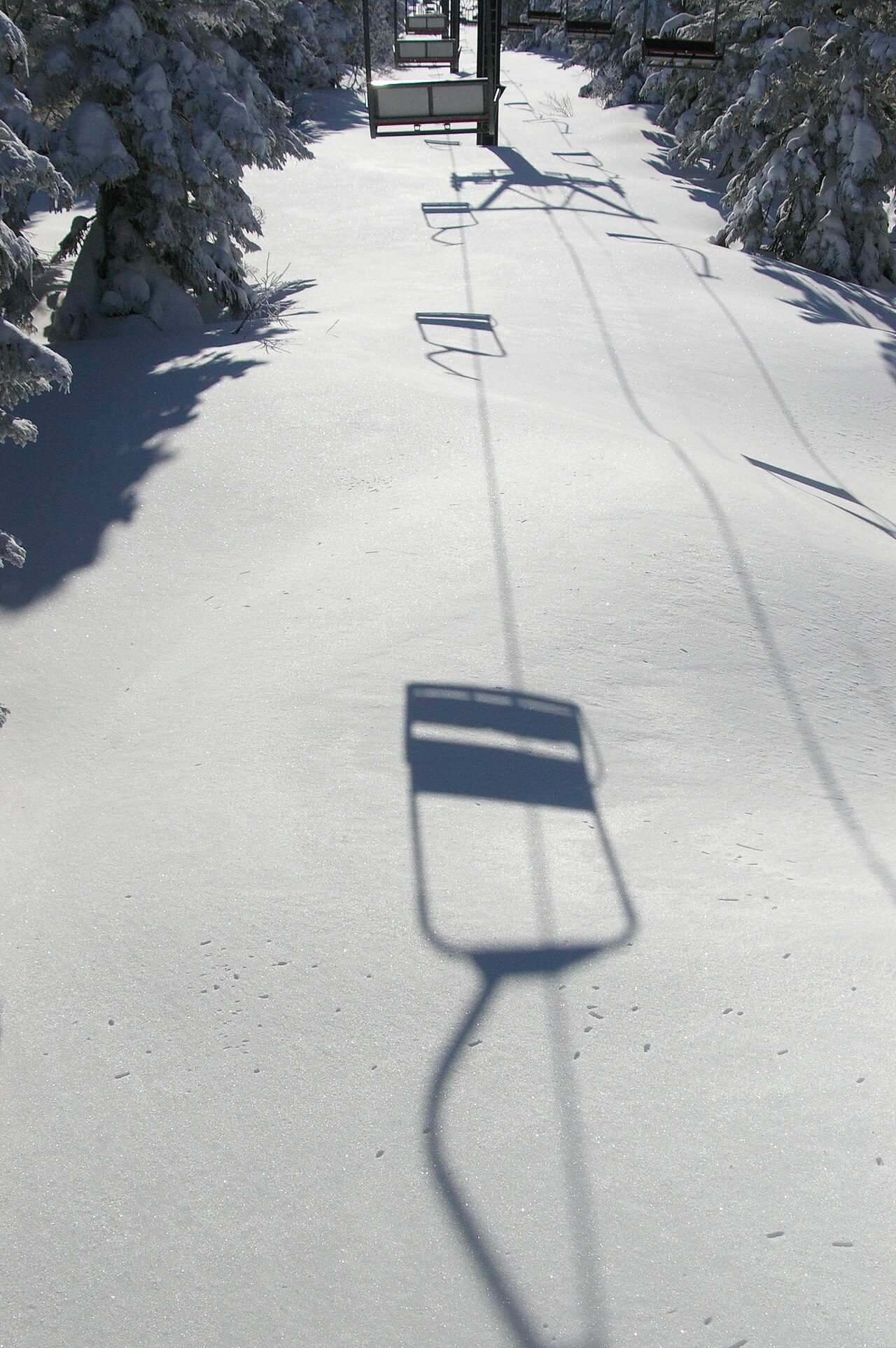 天元台高原の雪の山とゲレンデ